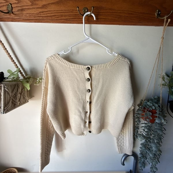 Cute Fall π cream Cable Knit Cardigan Cream