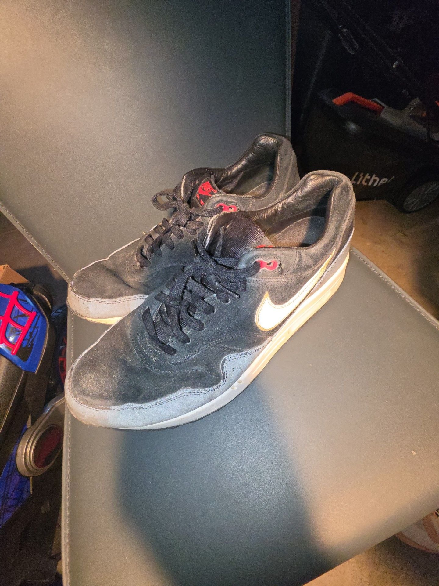 Nike Air Max 1 Size 12 Black Suede Sneakers 5