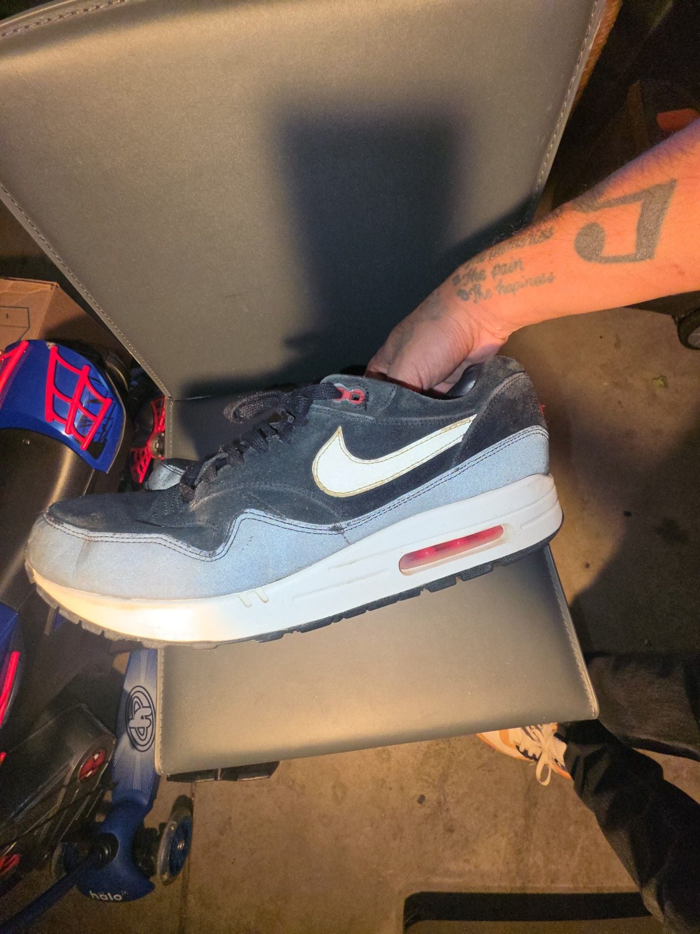 Nike Air Max 1 Size 12 Black Suede Sneakers 6