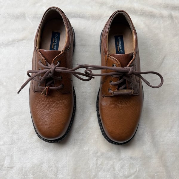 Dockers 2000’s stain defender Casual Oxford Shoes Brown Leather Size 8.5