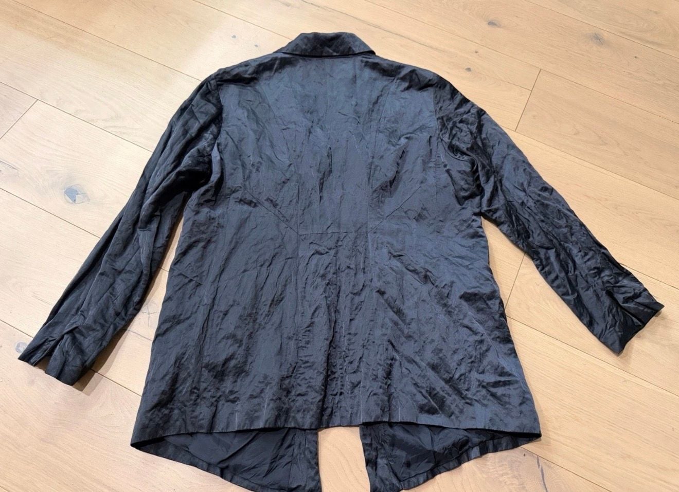 Eileen Fisher Steel Satin Jacket Size 1X Black Metallic Long Sleeve 10
