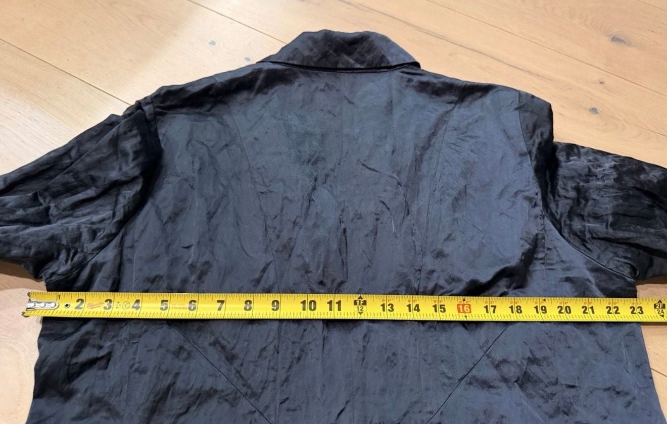 Eileen Fisher Steel Satin Jacket Size 1X Black Metallic Long Sleeve 12