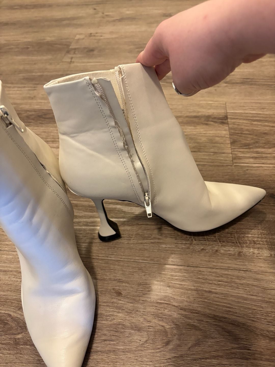 Open Edit White Ankle Boots 3