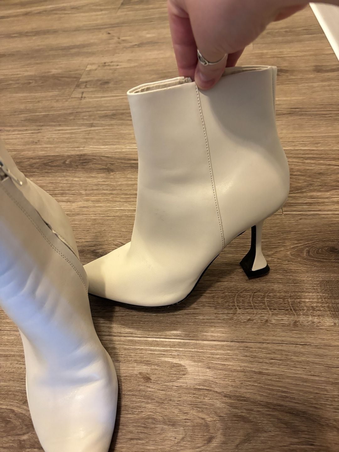 Open Edit White Ankle Boots 4