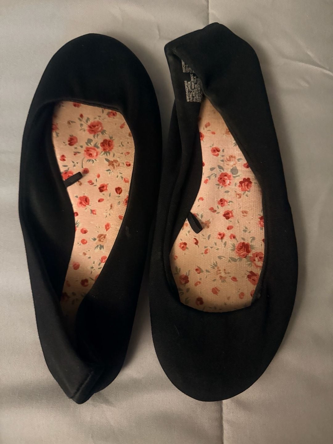 Lower East Side Ballet Flats Size 6 Black Fabric Slip On Floral 1