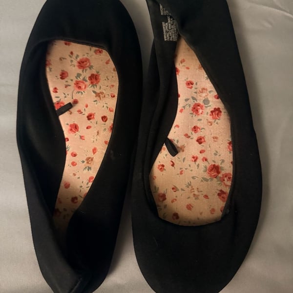 Lower East Side Ballet Flats Size 6 Black Fabric Slip On Floral