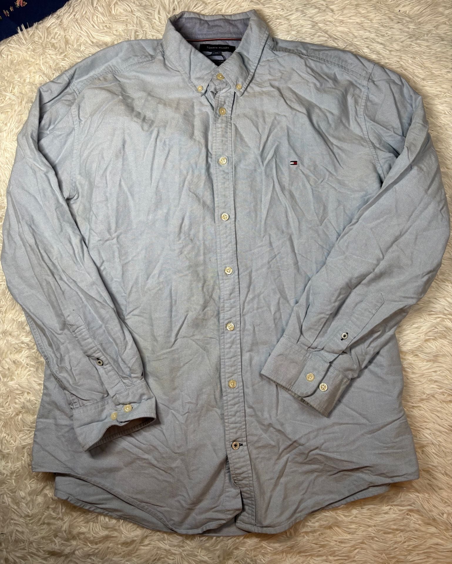 Tommy Hilfiger Regular Fit Stretch Oxford Shirt Size XXL Blue 2
