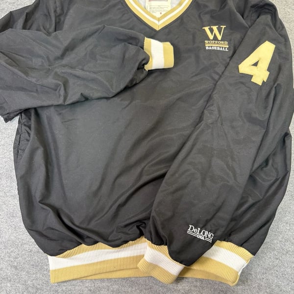 Delong Wofford Baseball Windbreaker Jacket Size M Black Pullover