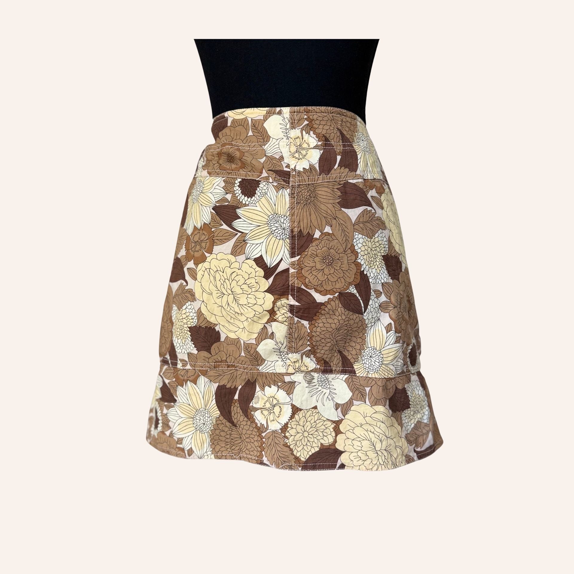 y2k 2000s loft brown floral mini skirt size 4 3