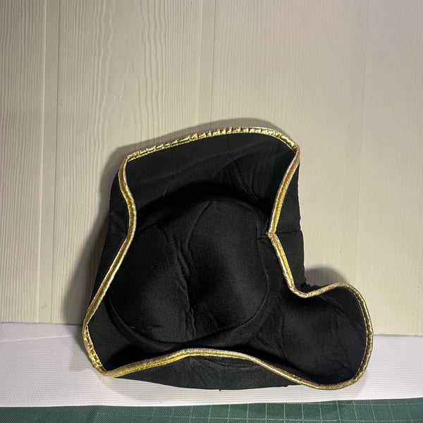 Costume Accessory Pirate Tricorn Hat Black Gold Trim