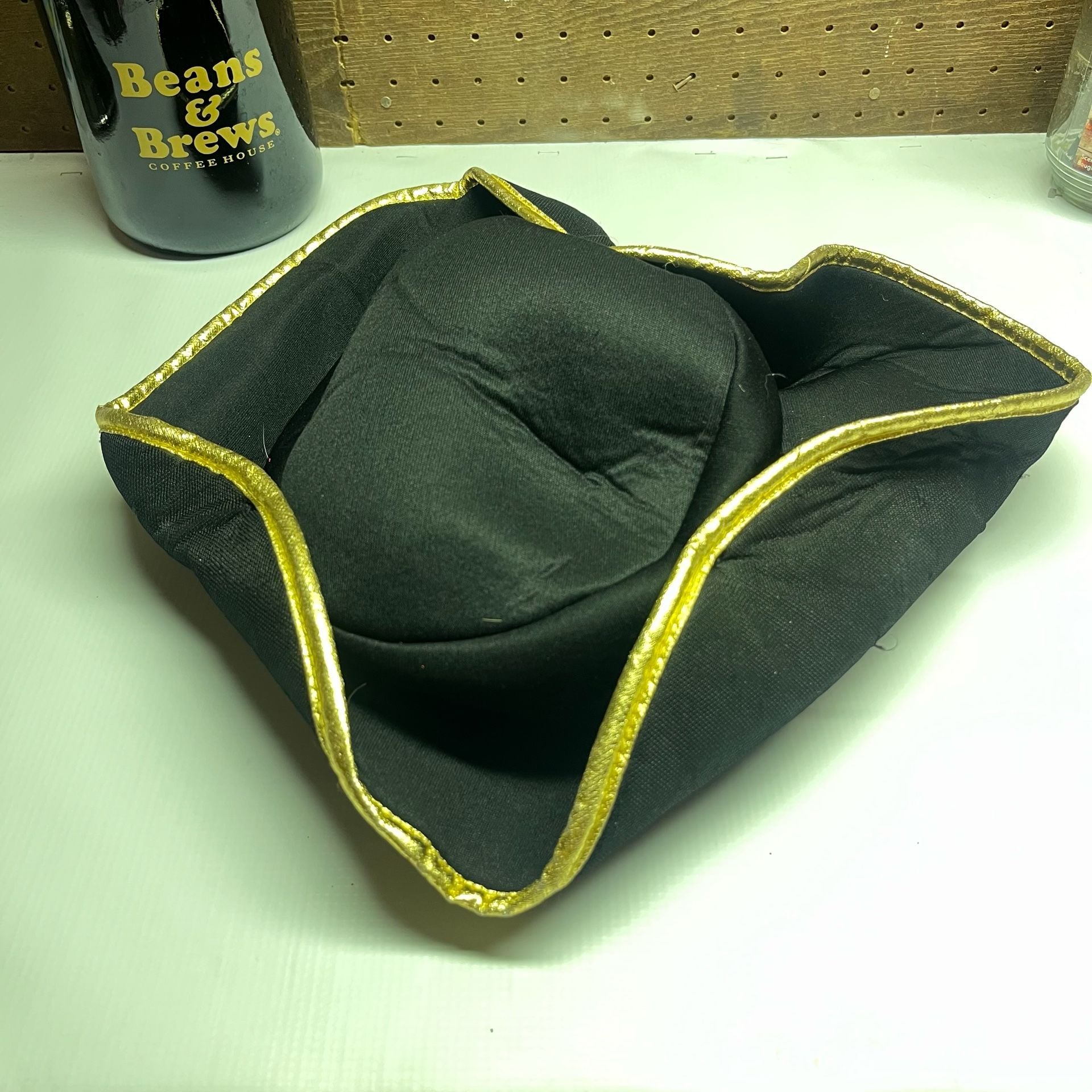 Costume Accessory Pirate Tricorn Hat Black Gold Trim 2