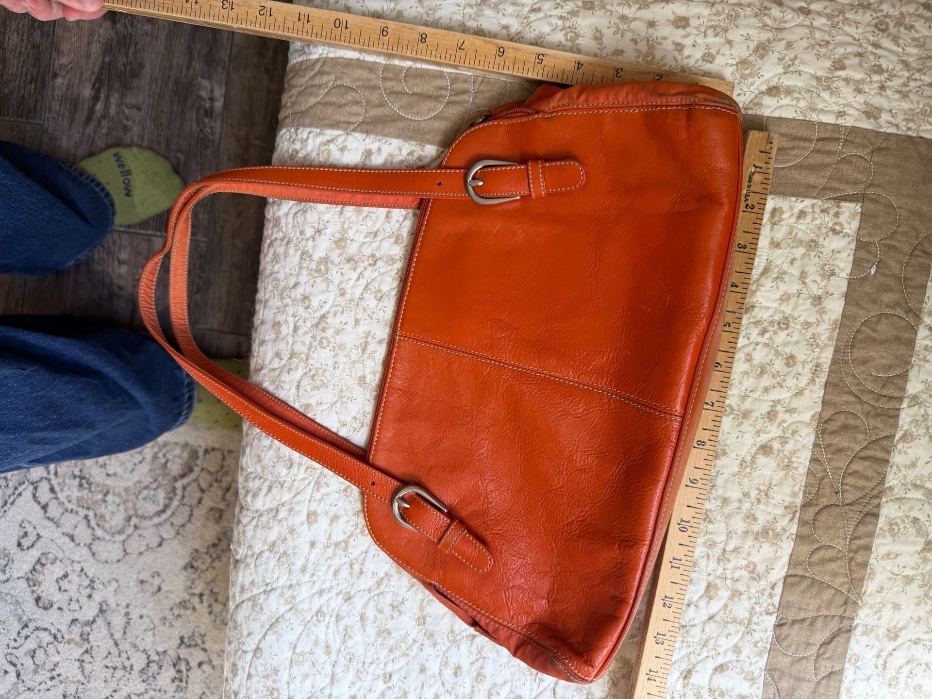Franco Sarto Orange Leather Shoulder Bag 4