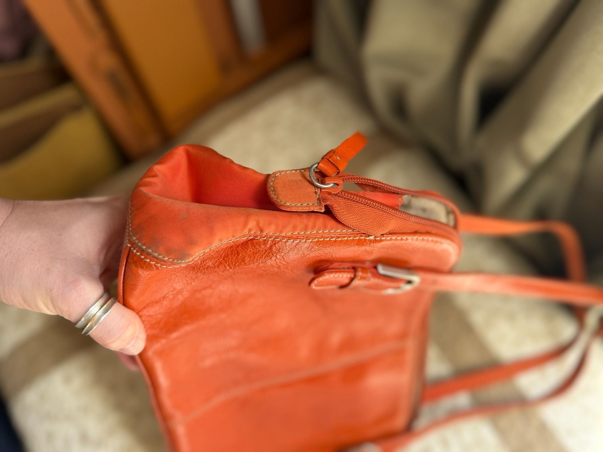 Franco Sarto Orange Leather Shoulder Bag 5