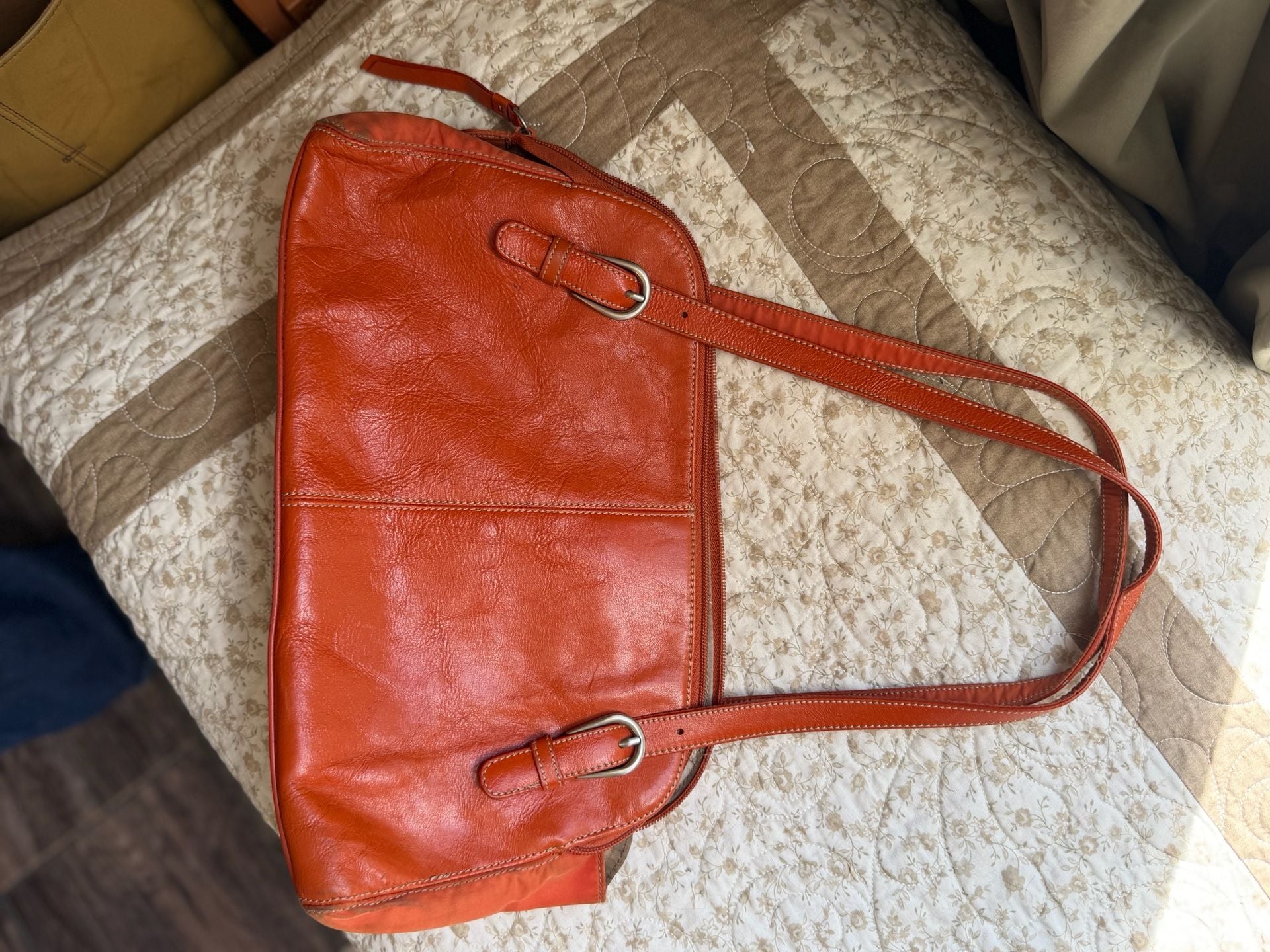 Franco Sarto Orange Leather Shoulder Bag 6