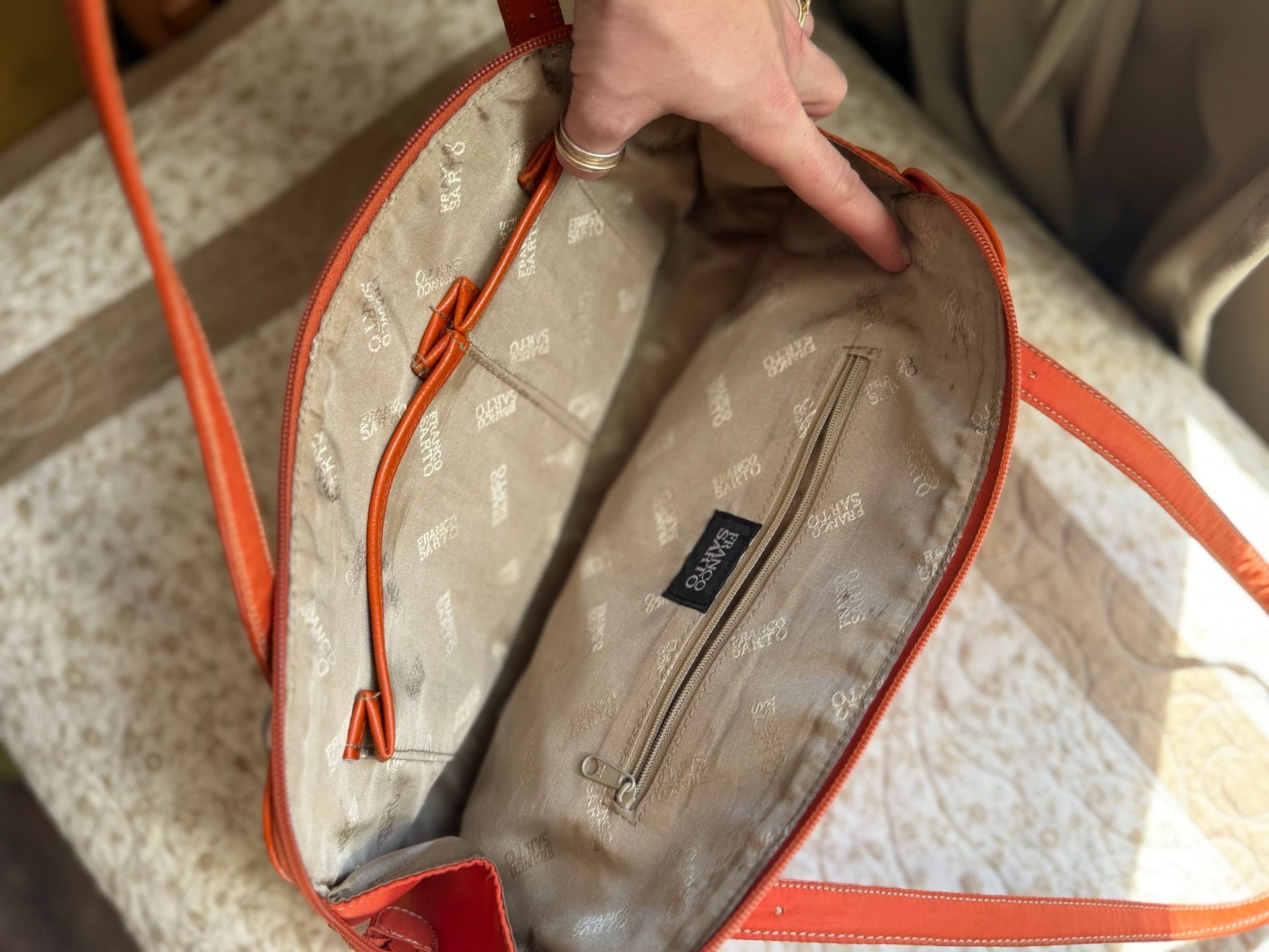 Franco Sarto Orange Leather Shoulder Bag 7