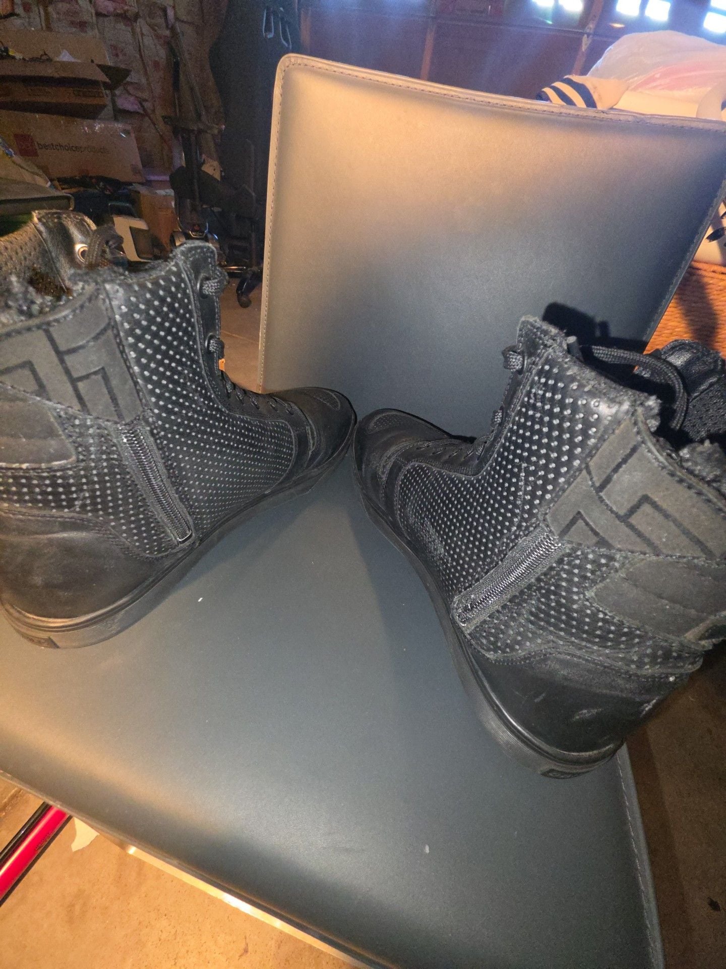 Odin Mfg Riding Boots Size 12 Black Leather Motorcycle Shoes 5