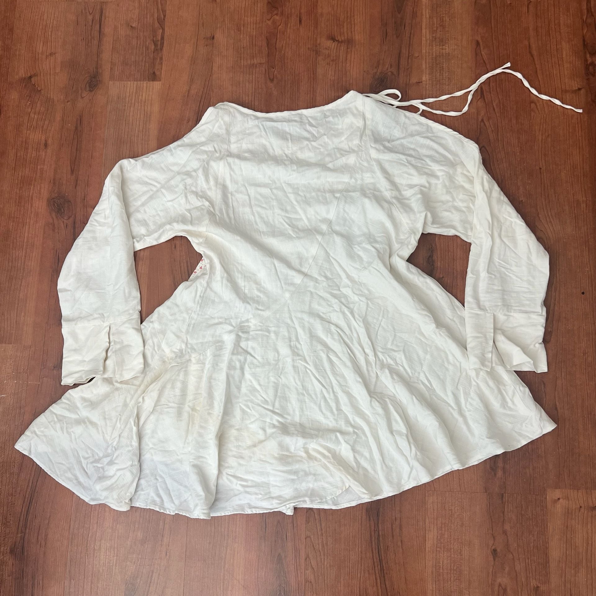 Free People Dress Size S White Gauze Cold Shoulder Mini Tunic Dress 7