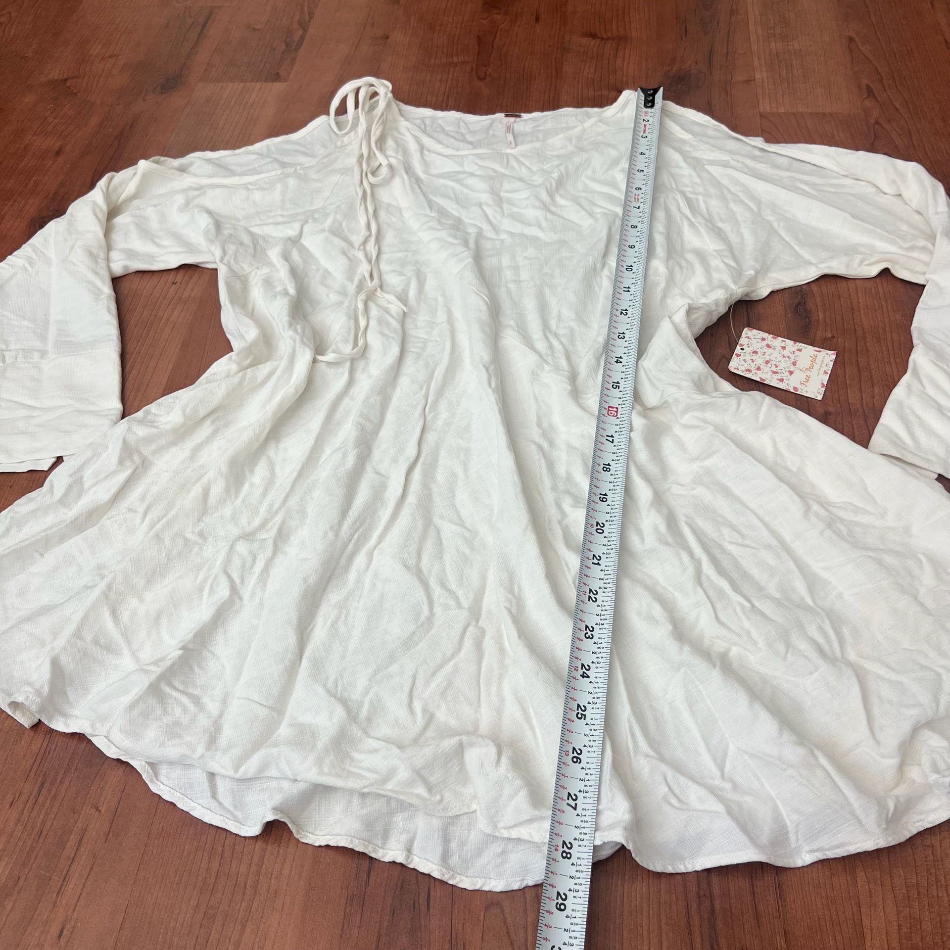 Free People Dress Size S White Gauze Cold Shoulder Mini Tunic Dress 9