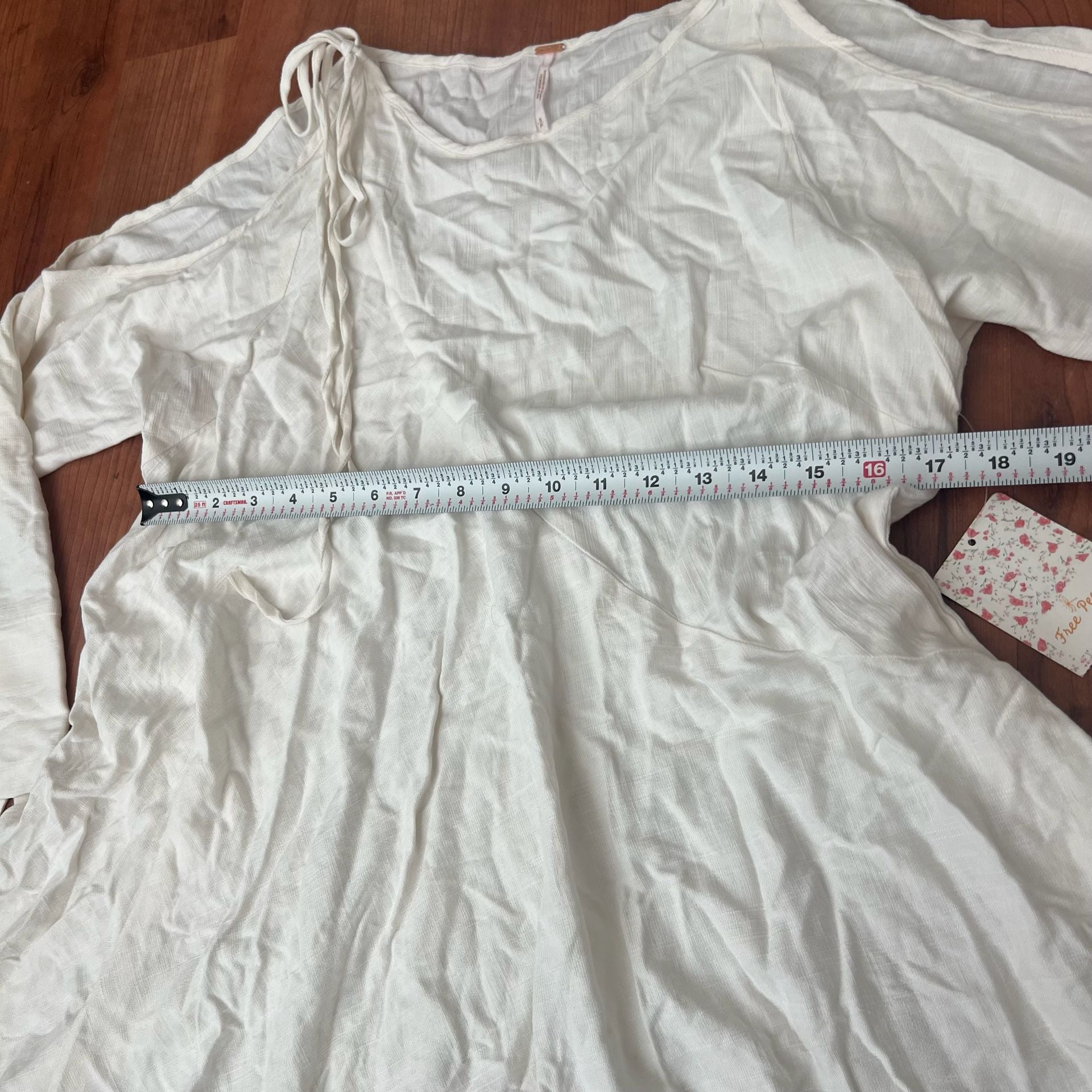 Free People Dress Size S White Gauze Cold Shoulder Mini Tunic Dress 10
