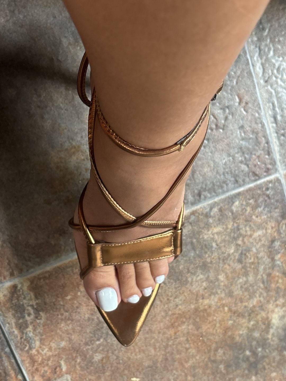 Cenasans Paris Bronze Strappy Heeled Sandals Size 38 ( US 8) 14