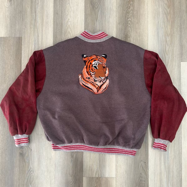 West Ark Varsity Jacket Size XL Brown Red Tiger Embroidered Letterman
