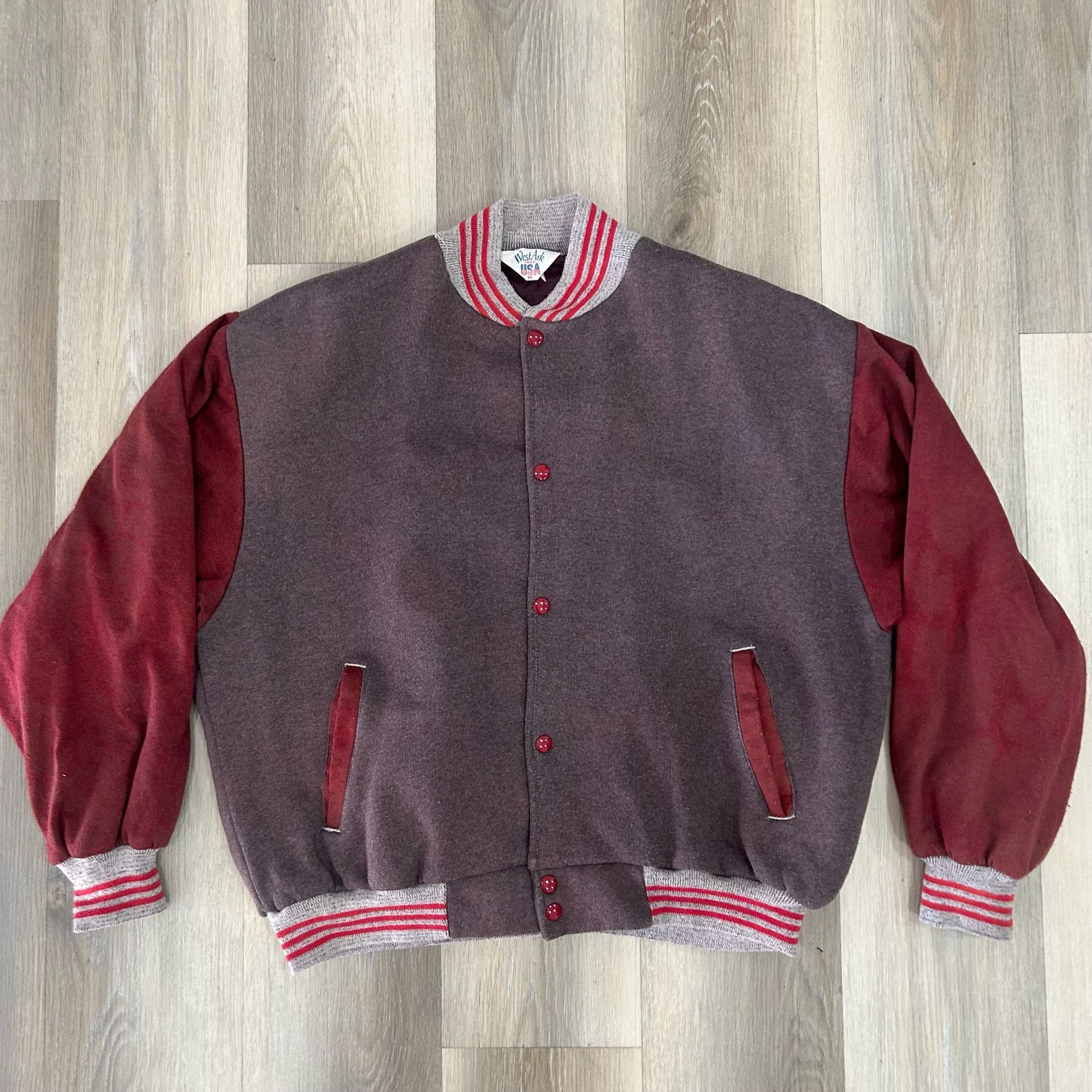 West Ark Varsity Jacket Size XL Brown Red Tiger Embroidered Letterman 3