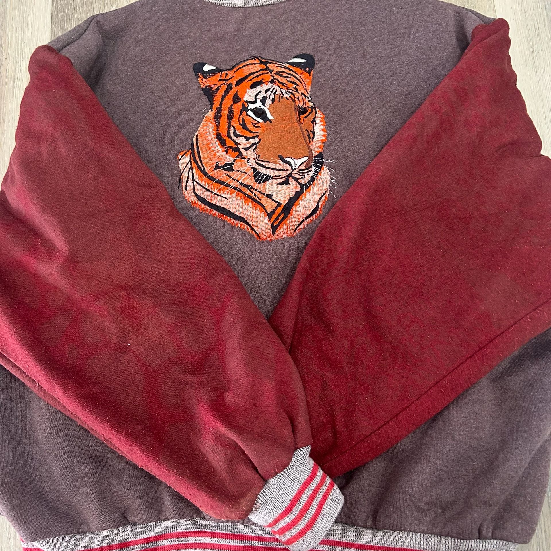West Ark Varsity Jacket Size XL Brown Red Tiger Embroidered Letterman 5
