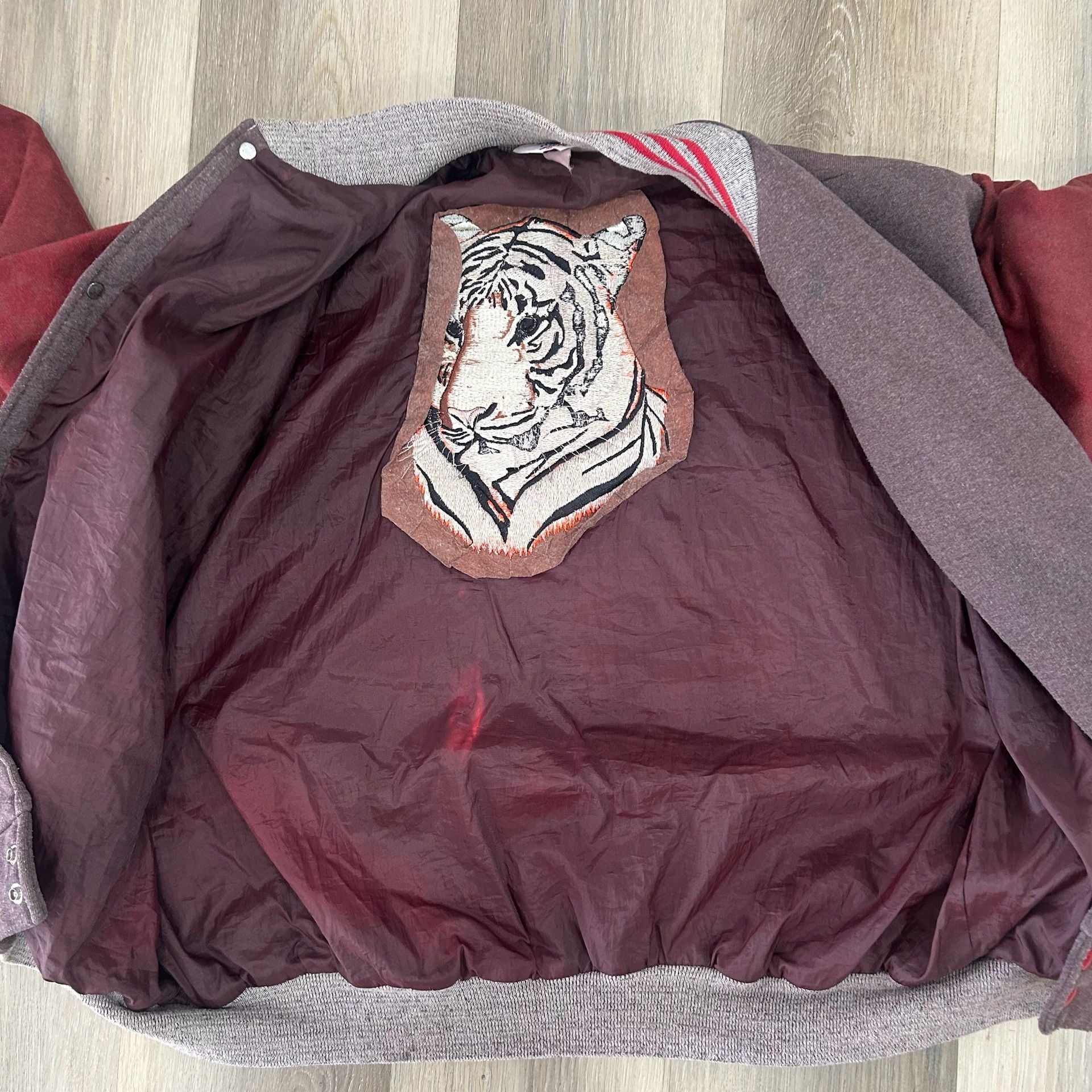 West Ark Varsity Jacket Size XL Brown Red Tiger Embroidered Letterman 7