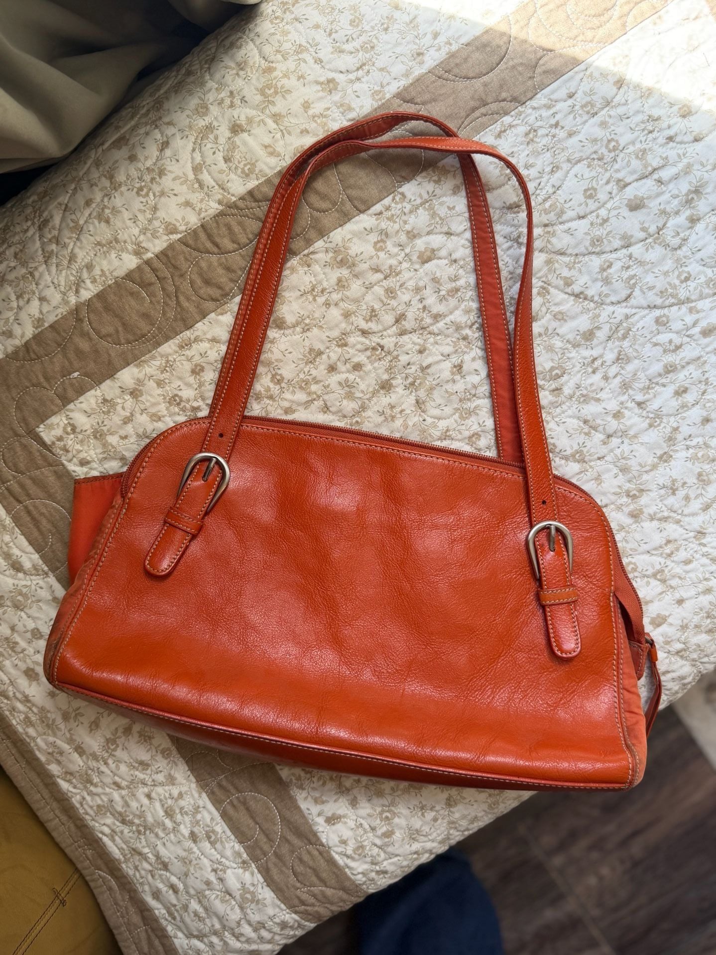 Franco Sarto Orange Leather Shoulder Bag 2