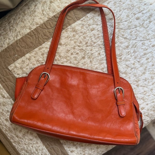 Franco Sarto Orange Leather Shoulder Bag