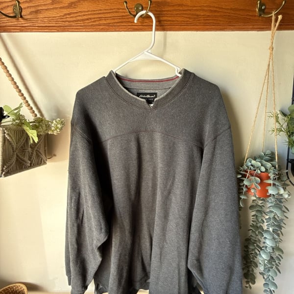 Eddie Bauer fall π Pullover Sweater Size XL Gray Cotton Knit