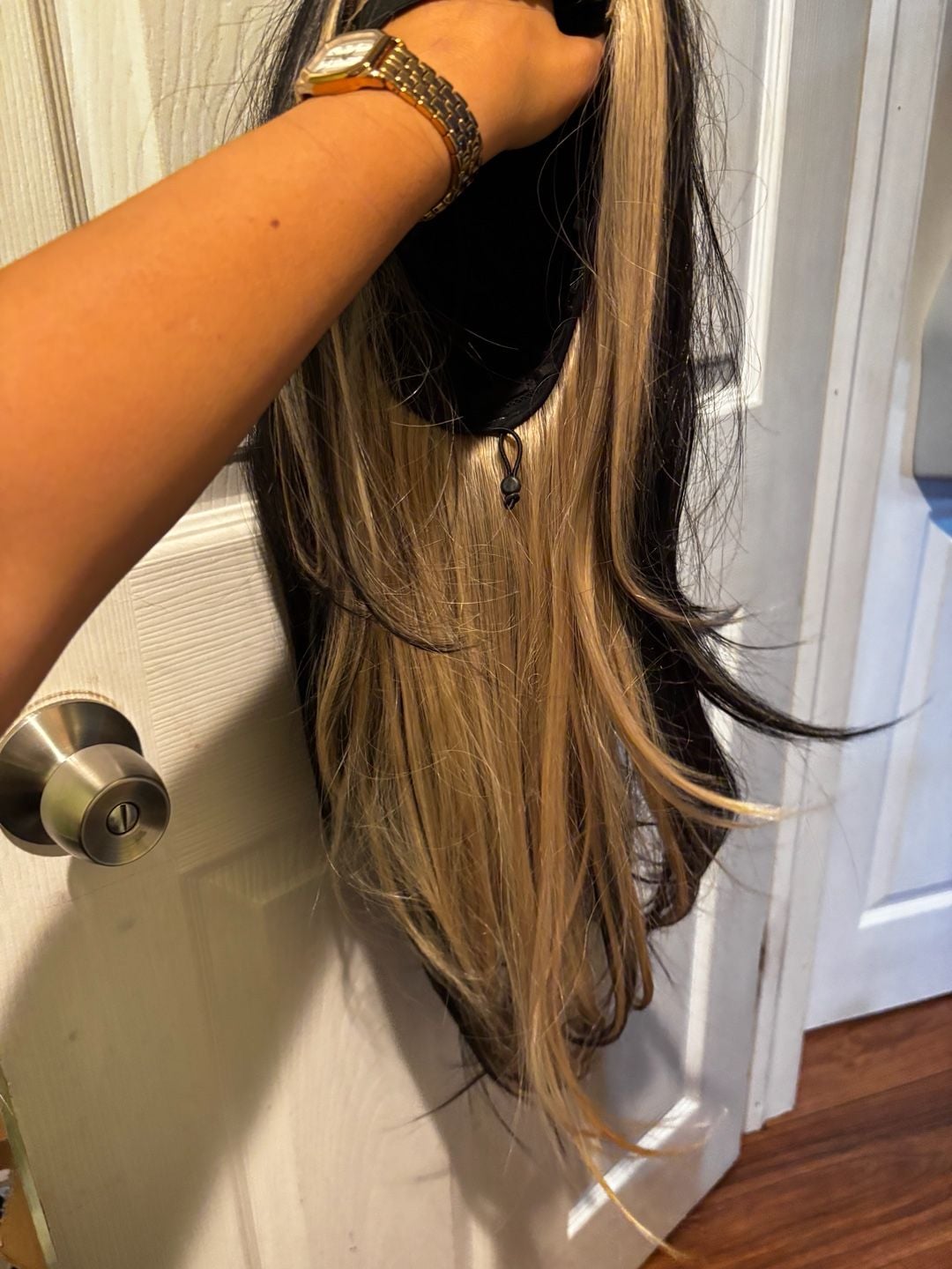 Brownbomb glueless Lace Front Wig Black/ Blonde 4