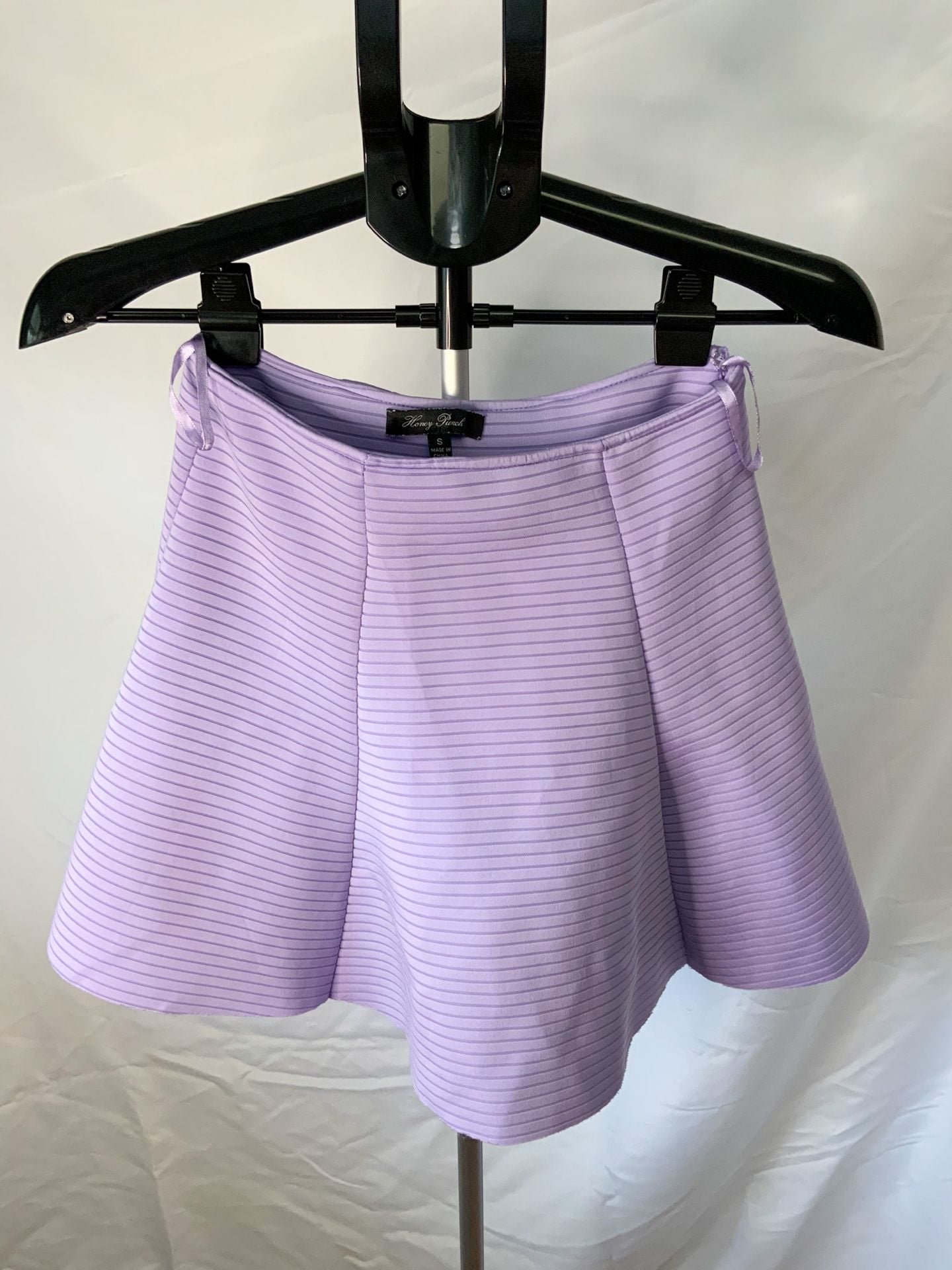 Honey Punch Skater Skirt Women Size S Purple Ribbed Flare 2