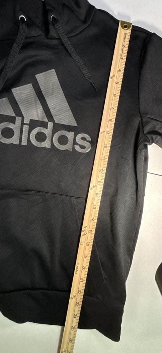 Adidas Logo Graphic Hoodie Gray Pullover 7