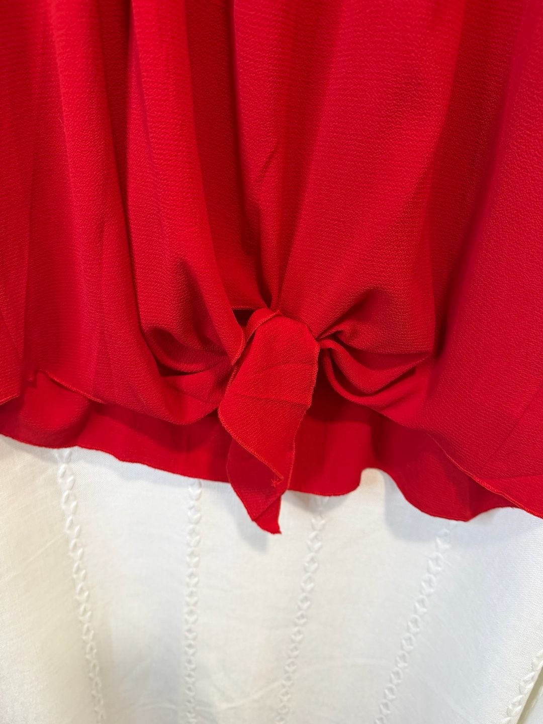 Lucky & More Womens XL Red Off Shoulder Blouse Ruffle Sleeve Tie Front Top 4