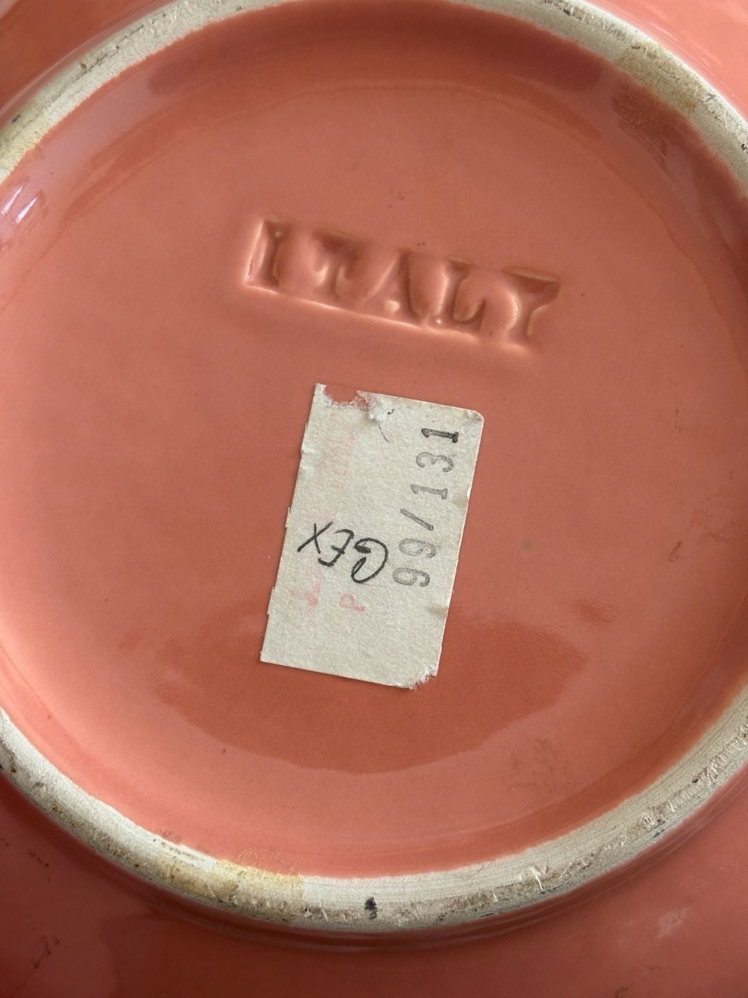 Italian Vintage Ceramic Egg Garlic Keeper Terracotta Pink Wave Pattern 7