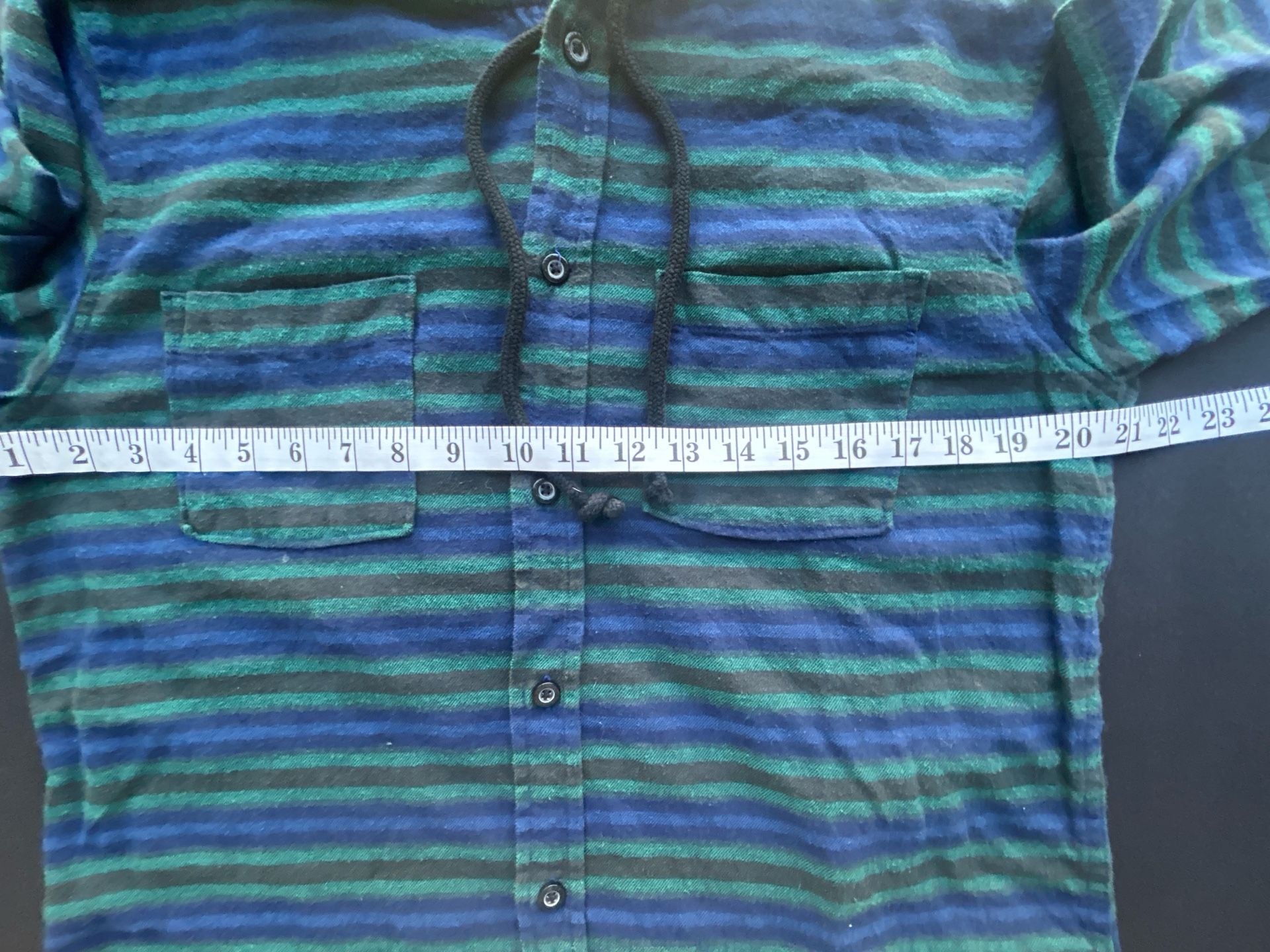 Quiksilver Hooded Flannel Shirt Size L Striped Blue Green 8