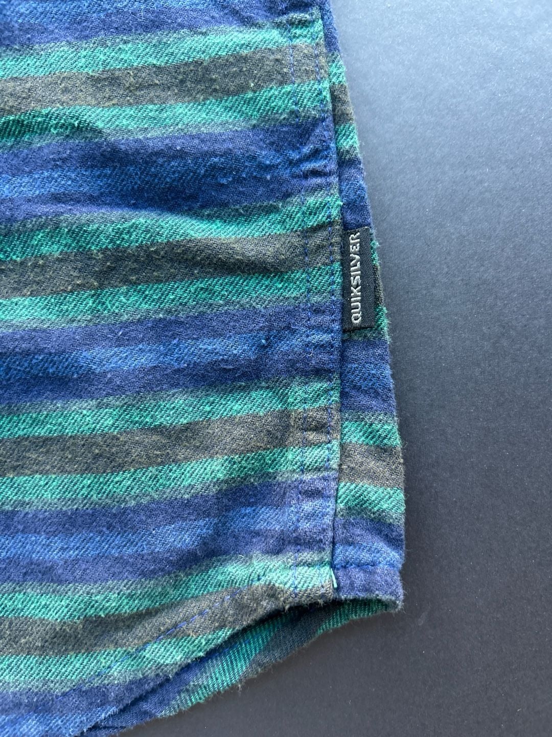 Quiksilver Hooded Flannel Shirt Size L Striped Blue Green 10