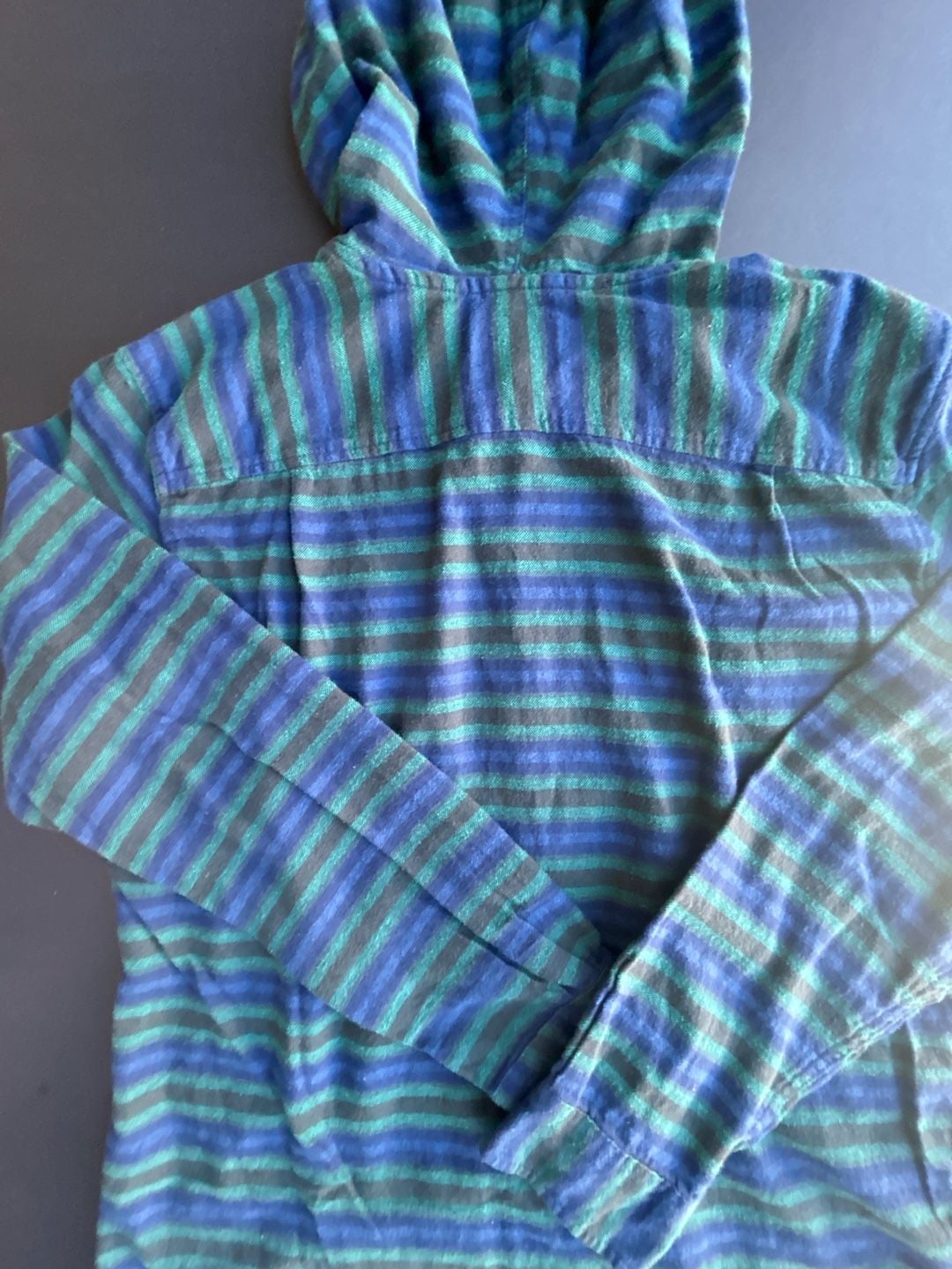 Quiksilver Hooded Flannel Shirt Size L Striped Blue Green 11