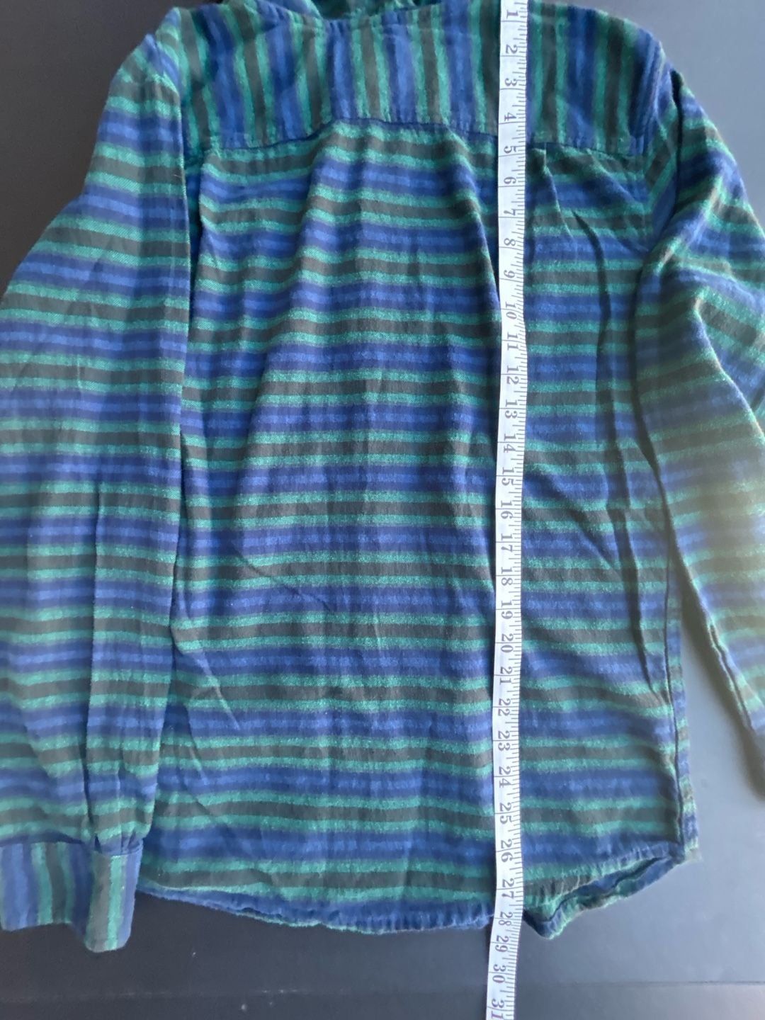 Quiksilver Hooded Flannel Shirt Size L Striped Blue Green 12