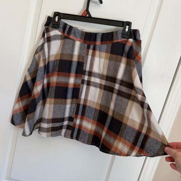 EMERY ROSE Plaid Skater Skirt Size L Brown Flared A-Line Mini