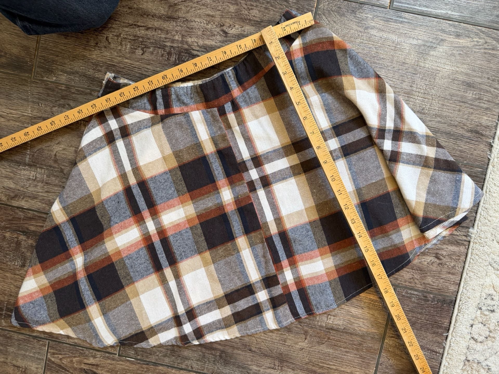EMERY ROSE Plaid Skater Skirt Size L Brown Flared A-Line Mini 7