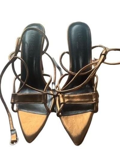 Cenasans Paris Bronze Strappy Heeled Sandals Size 38 ( US 8) 2