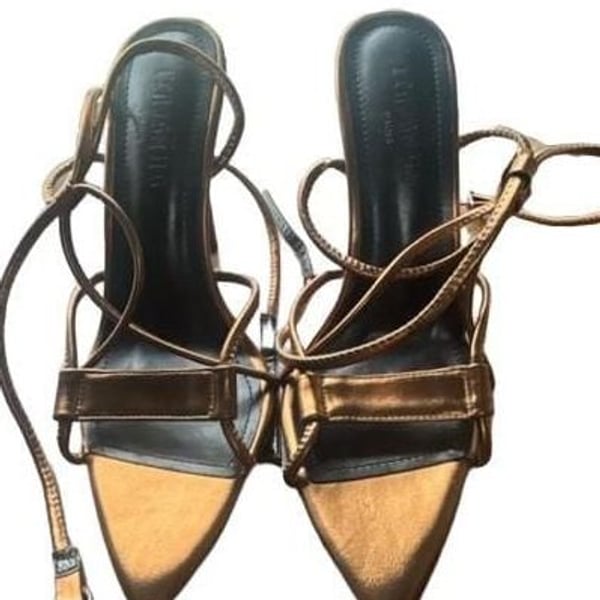 Cenasans Paris Bronze Strappy Heeled Sandals Size 38 ( US 8)