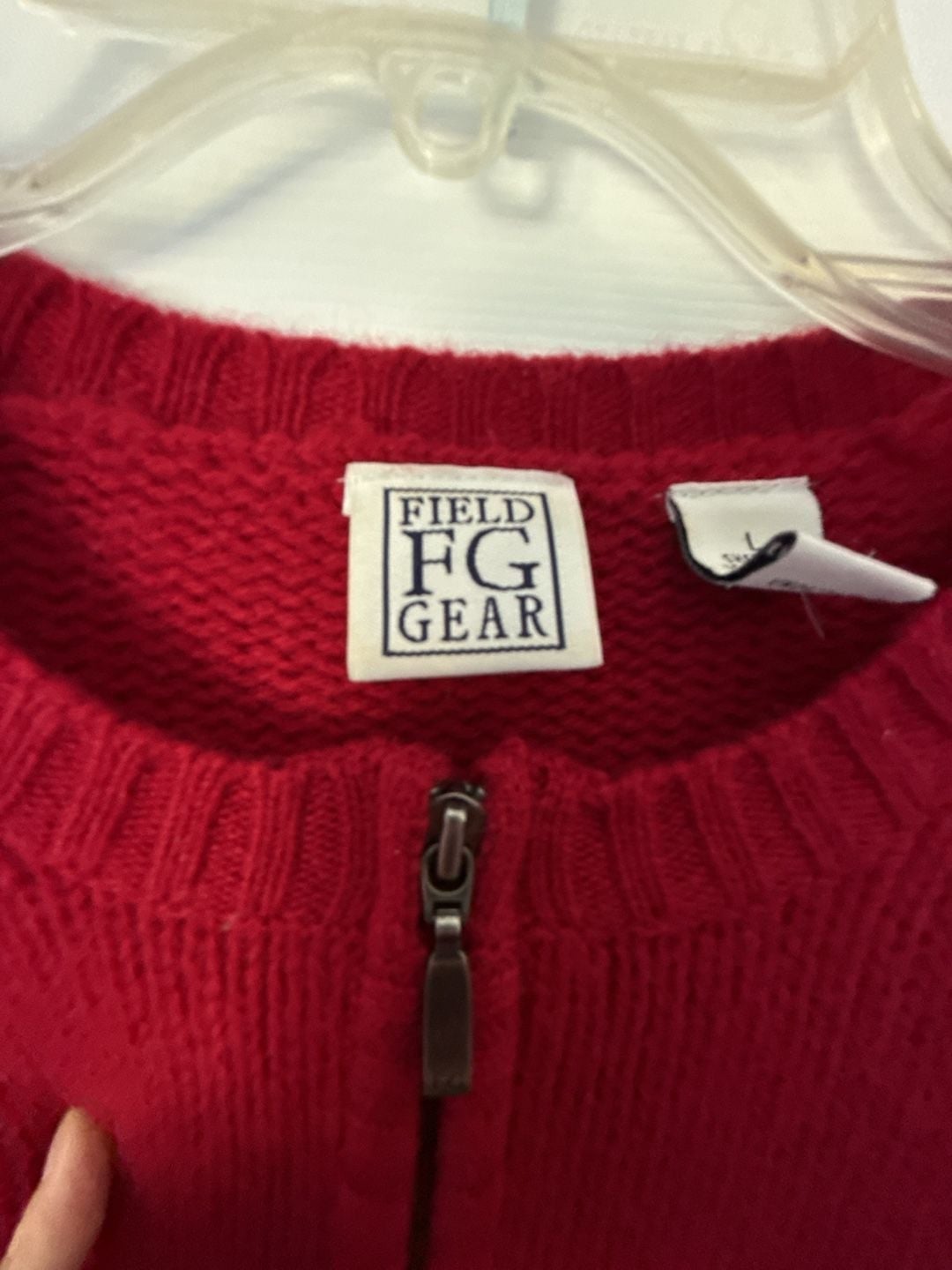 Field Gear 1/4 Zip Shetland Wool Sweater Size L Red Nordic Pattern 5