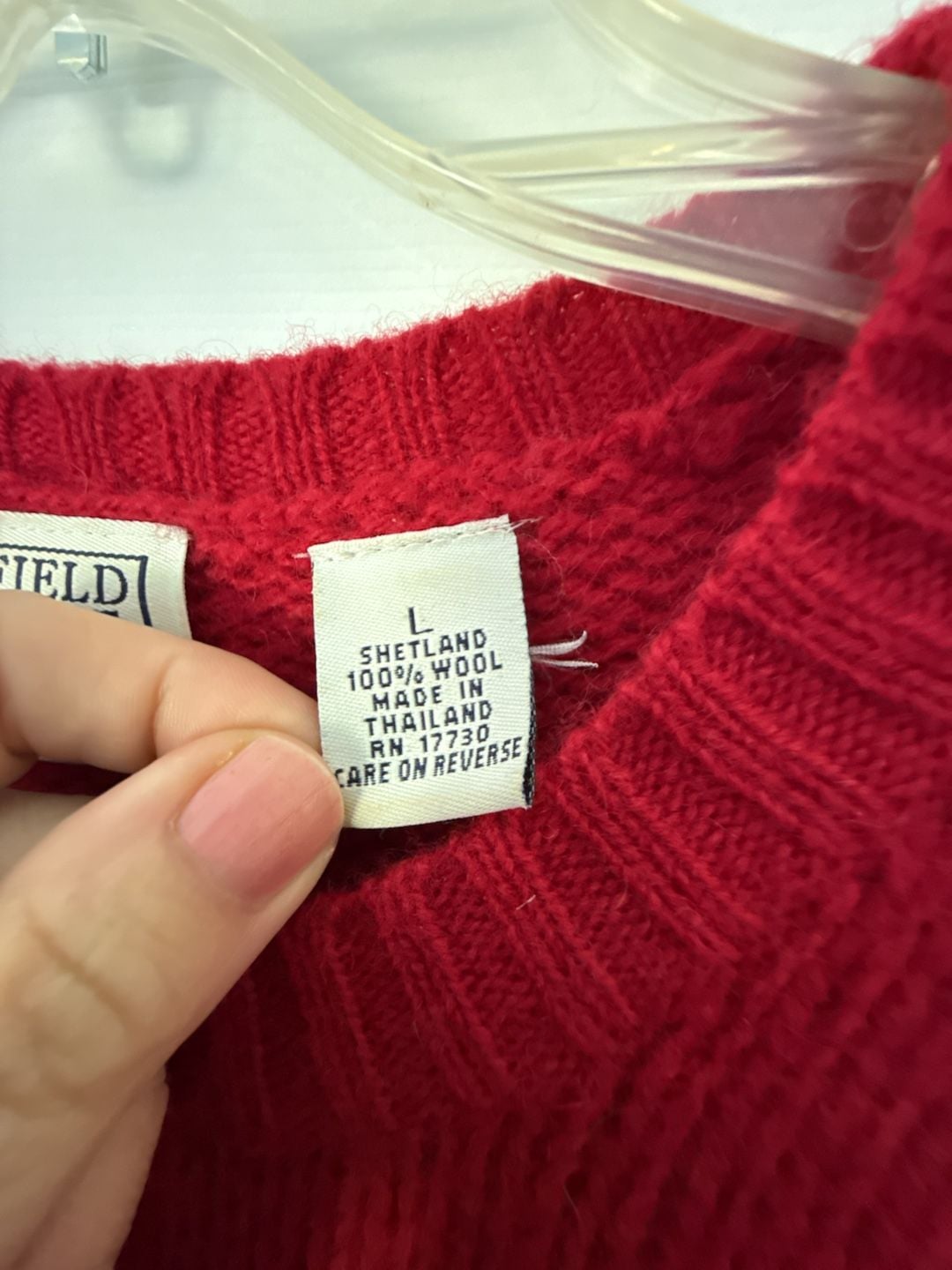 Field Gear 1/4 Zip Shetland Wool Sweater Size L Red Nordic Pattern 6