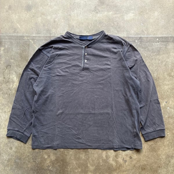 1990’s Basic Editions Long Sleeve Henley Shirt Size XL Grey Cotton