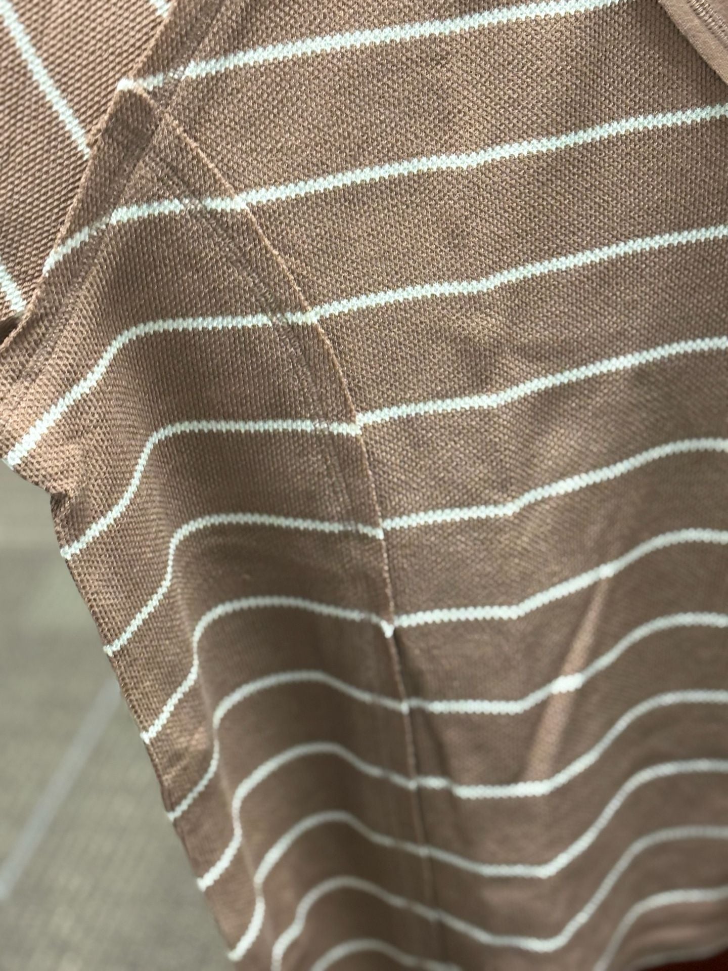 Attitudes by Renee Sweater Size 1X Brown White Stripe oversized and boxy V-Neck Jacquard 6