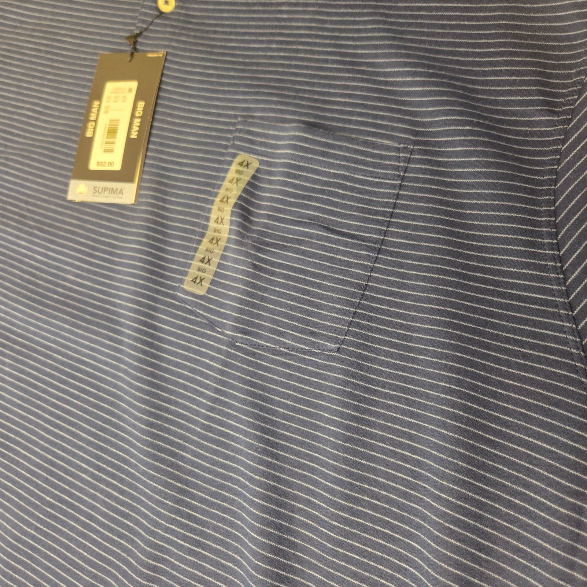 Roundtree & Yorke Polo Shirt Size 4XB Blue Supima Cotton Striped New 9