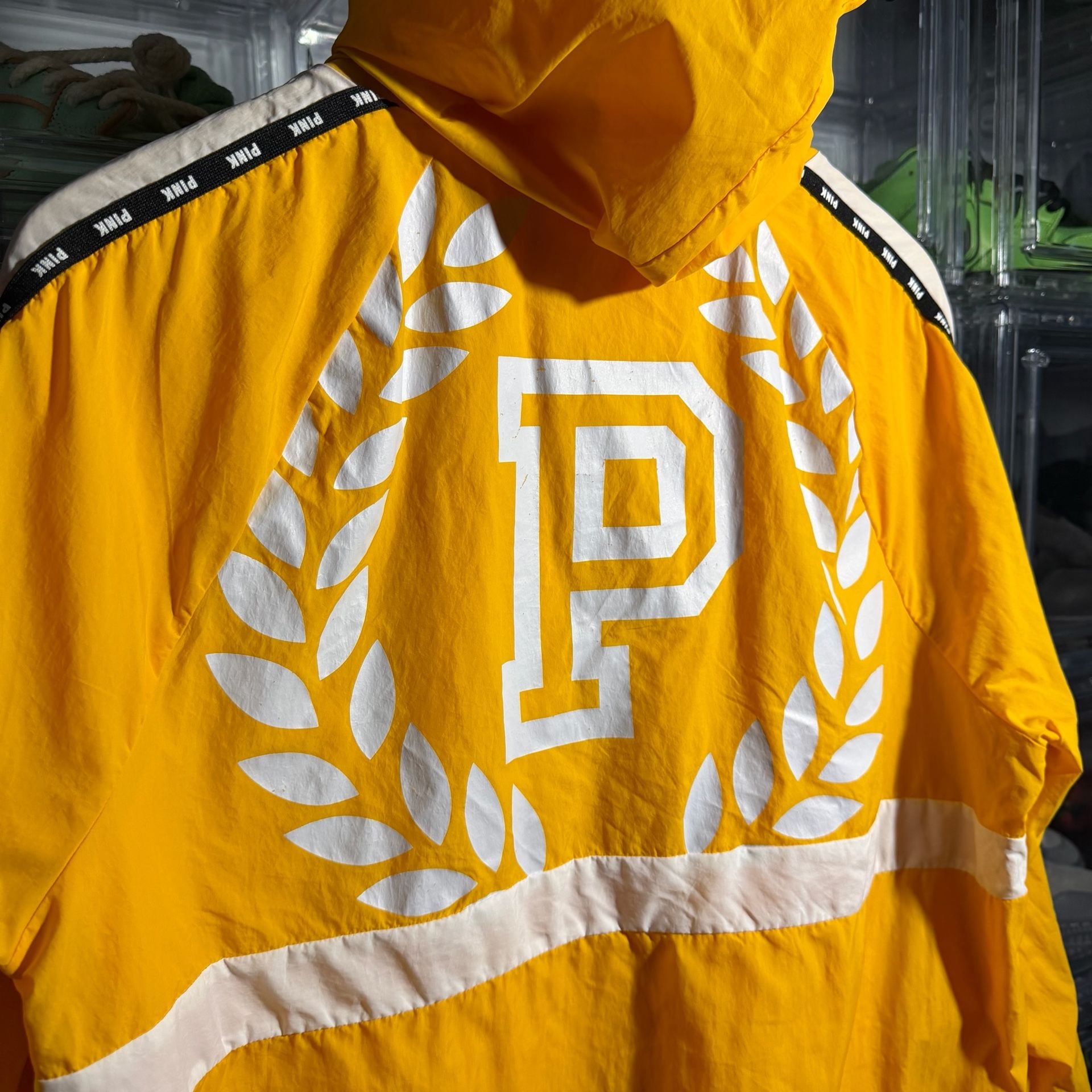 Victoria's Secret Pink Anorak Windbreaker Jacket Yellow White 5